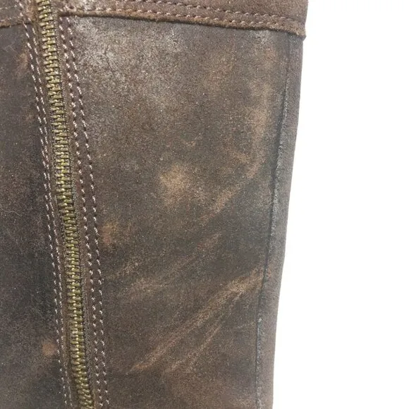 UGG Dayle Riding Tall Distressed Leather Western Boots Brown Women's Size 9