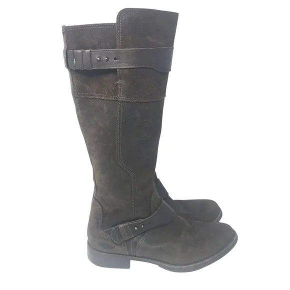UGG Dayle Riding Tall Distressed Leather Western Boots Brown Women's Size 9