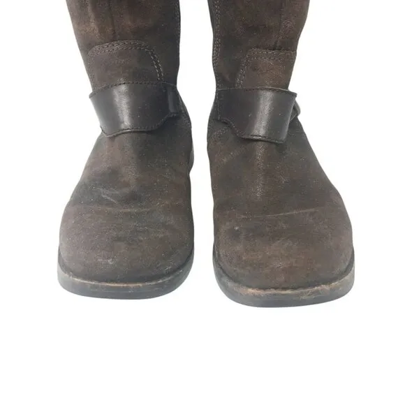 UGG Dayle Riding Tall Distressed Leather Western Boots Brown Women's Size 9