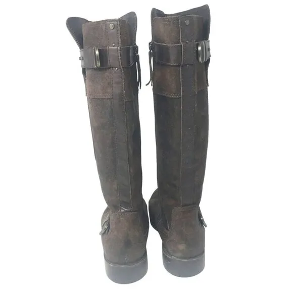 UGG Dayle Riding Tall Distressed Leather Western Boots Brown Women's Size 9