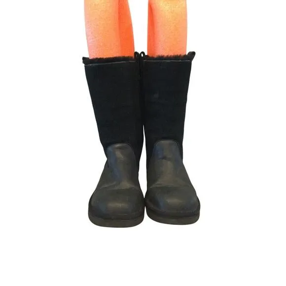 UGG Girls Jesslyn Tall Boots Sz US 3 EU 33 Kids Black Preppy Y2K Suede Shearling