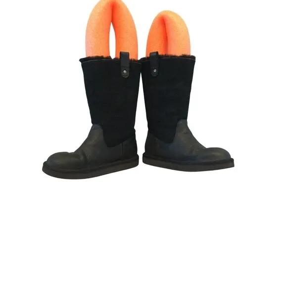 UGG Girls Jesslyn Tall Boots Sz US 3 EU 33 Kids Black Preppy Y2K Suede Shearling