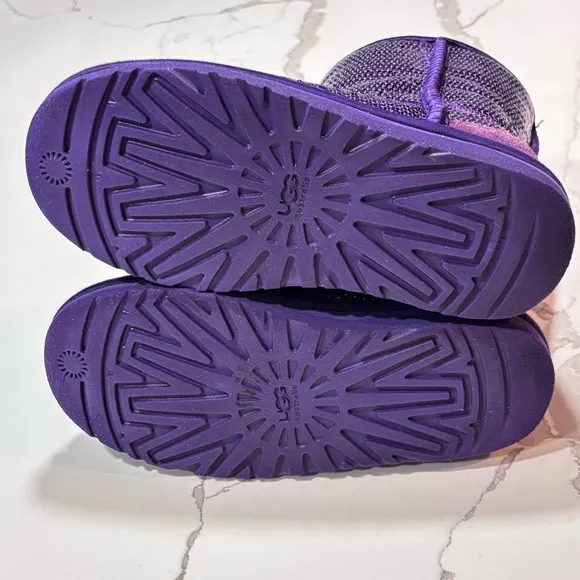 Ugg | Girls Purple Sparkle Sequins Winter Leather Boots