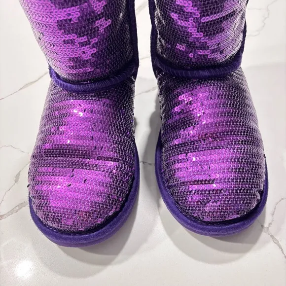 Ugg | Girls Purple Sparkle Sequins Winter Leather Boots