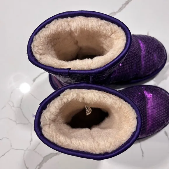Ugg | Girls Purple Sparkle Sequins Winter Leather Boots