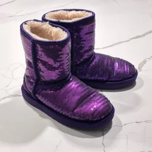 Ugg | Girls Purple Sparkle Sequins Winter Leather Boots