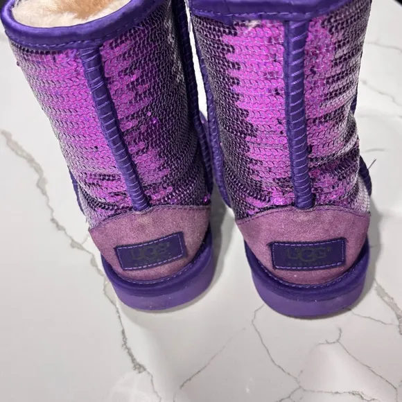 Ugg | Girls Purple Sparkle Sequins Winter Leather Boots