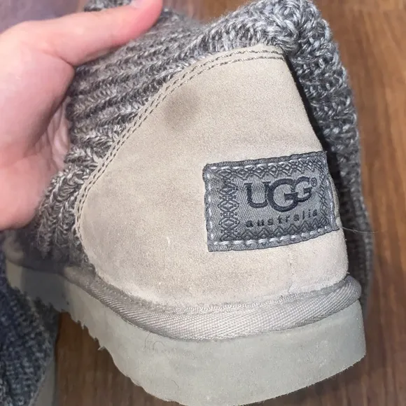 UGG Gray Sweater Tall Boots with Buttons Size 10