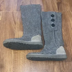 UGG Gray Sweater Tall Boots with Buttons Size 10