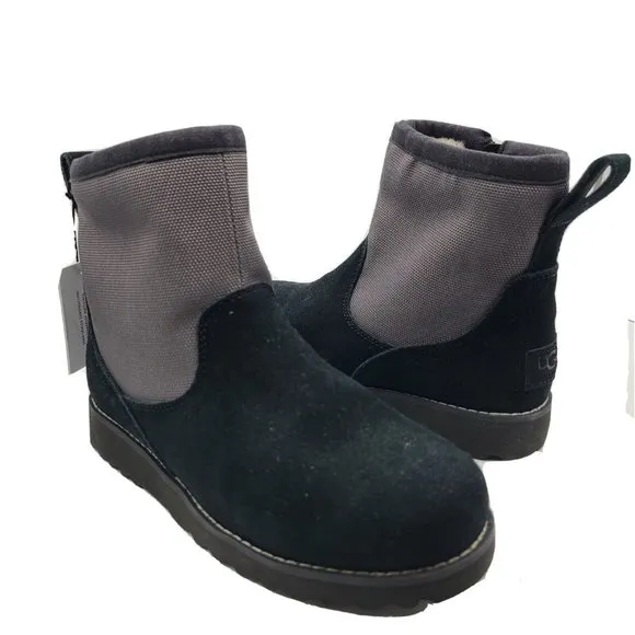 UGG Kids Boots Bayson black gray short zipper shearling 1098110K sz 4 36 new