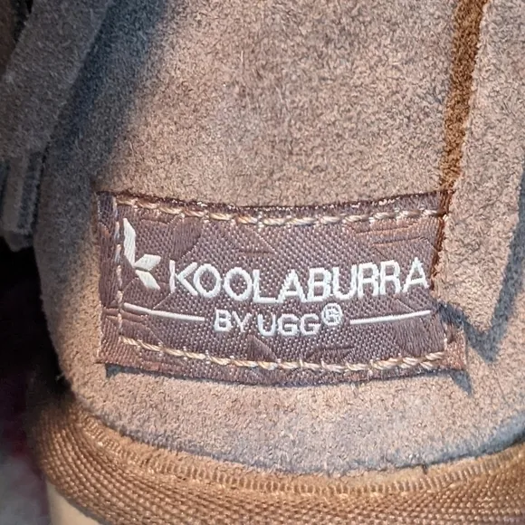 Ugg Koolaburra Fringed Boots Sheepskin Suede Shearling Tan Short Boots Nice!