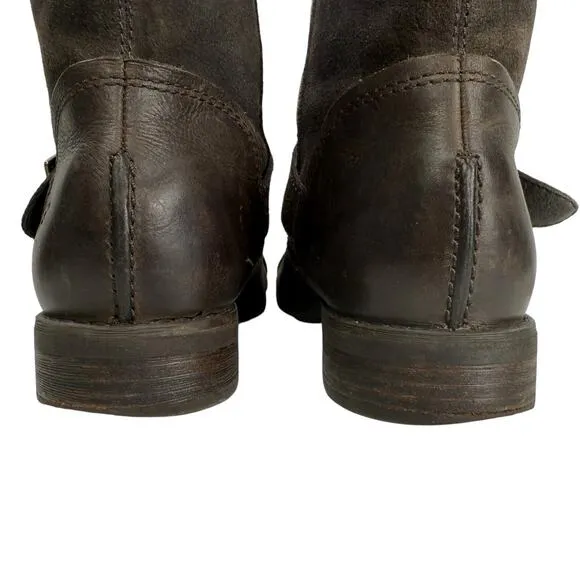 UGG Lancing Gray Suede Cap Toe Moto Biker Buckle Pull On Ankle Boots Mens Size 7