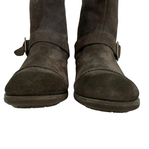 UGG Lancing Gray Suede Cap Toe Moto Biker Buckle Pull On Ankle Boots Mens Size 7