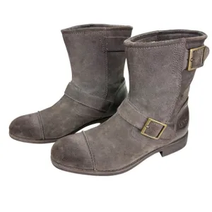 UGG Lancing Gray Suede Cap Toe Moto Biker Buckle Pull On Ankle Boots Mens Size 7