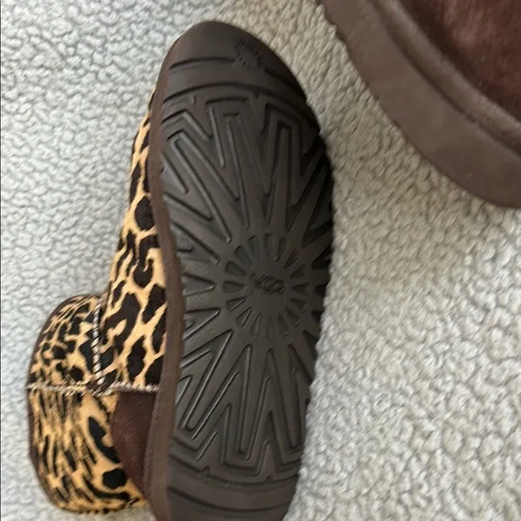 Ugg leopard print classic short boots classic calf hair animal print boots