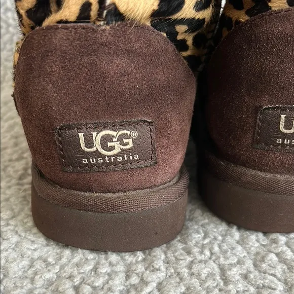 Ugg leopard print classic short boots classic calf hair animal print boots