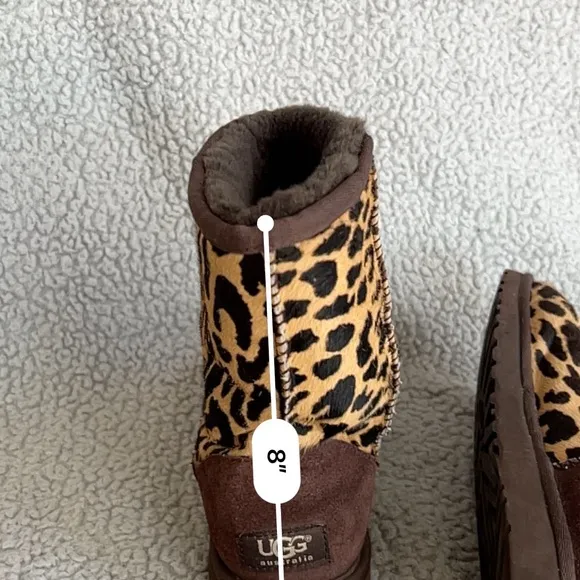 Ugg leopard print classic short boots classic calf hair animal print boots