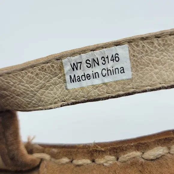 UGG Mayley Beige/Tan Leather Slingback Wedge Sandals Women Size 7 #1393