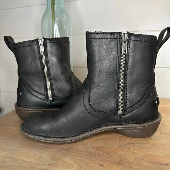Ugg Neevah Short Boots Women's Black Round Toe Size 6