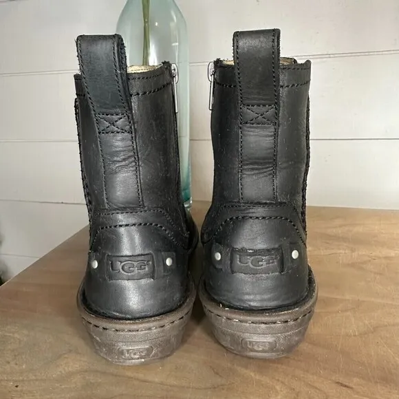 Ugg Neevah Short Boots Women's Black Round Toe Size 6
