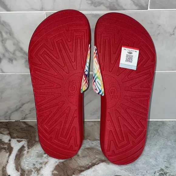 UGG Rainbow Logo BEACH SLIDES - Little Kids Size 2 Sandals NEW IN BOX