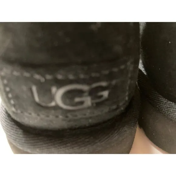 UGG Remora Buckle Crystal Bling Black Suede Fur Short Boots Size 5 US Women New
