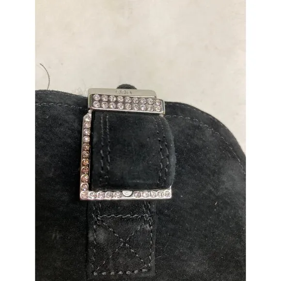 UGG Remora Buckle Crystal Bling Black Suede Fur Short Boots Size 5 US Women New