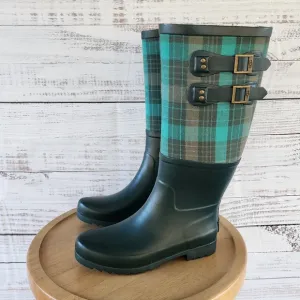 UGG Sabine pine green plaid rain tall boots size 7