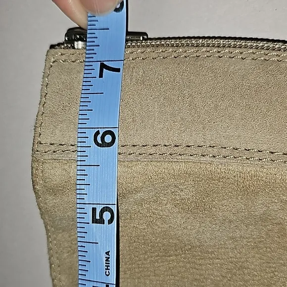 UGG Seline Boots Knee High Tall Wedge Suede Sheepskin Shearling Sand Rear Zip 9