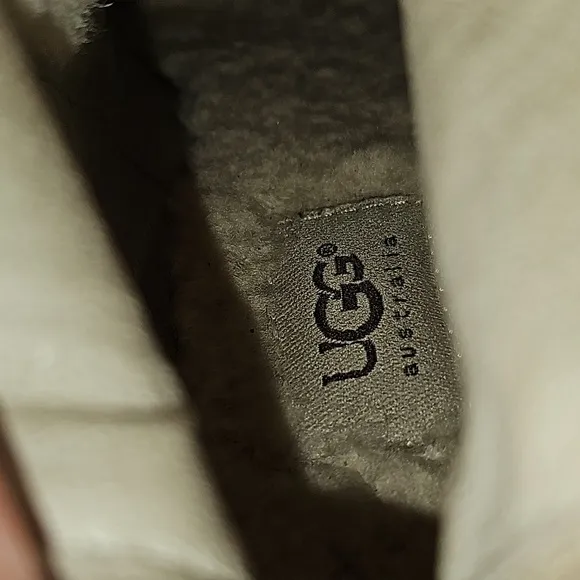 UGG Seline Boots Knee High Tall Wedge Suede Sheepskin Shearling Sand Rear Zip 9
