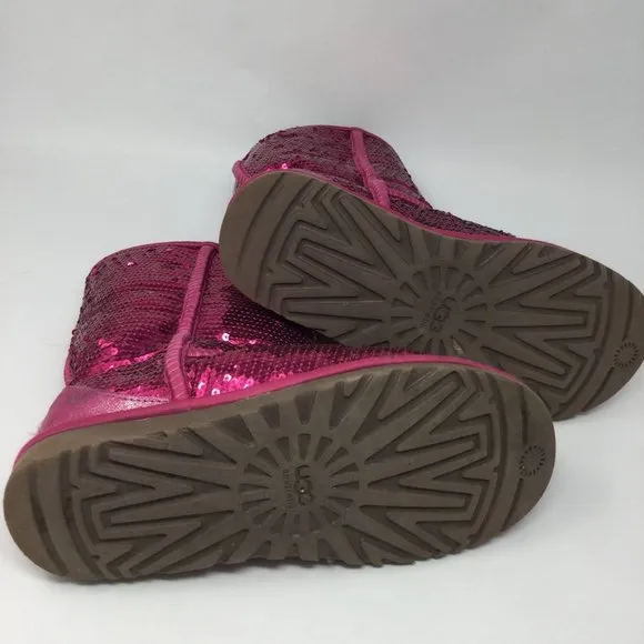 Ugg Sequins Sparkle Hot Pink Short Boots 36 5