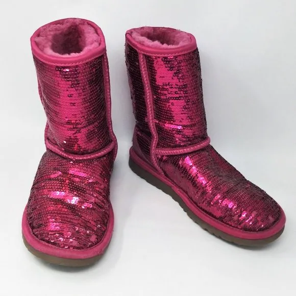 Ugg Sequins Sparkle Hot Pink Short Boots 36 5