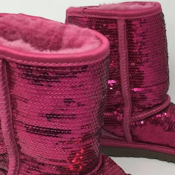 Ugg Sequins Sparkle Hot Pink Short Boots 36 5