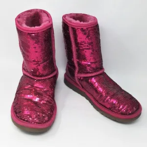 Ugg Sequins Sparkle Hot Pink Short Boots 36 5