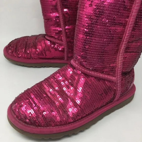 Ugg Sequins Sparkle Hot Pink Short Boots 36 5