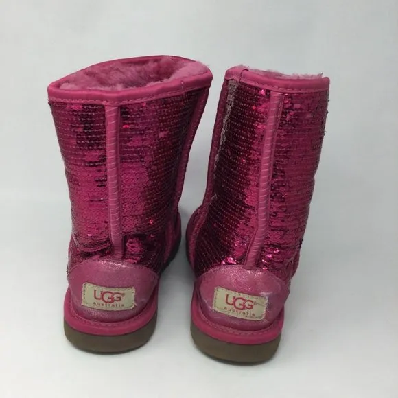 Ugg Sequins Sparkle Hot Pink Short Boots 36 5