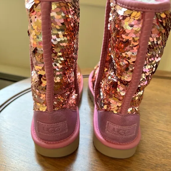 UGG Short Pink Sequin Boots.  NWOT