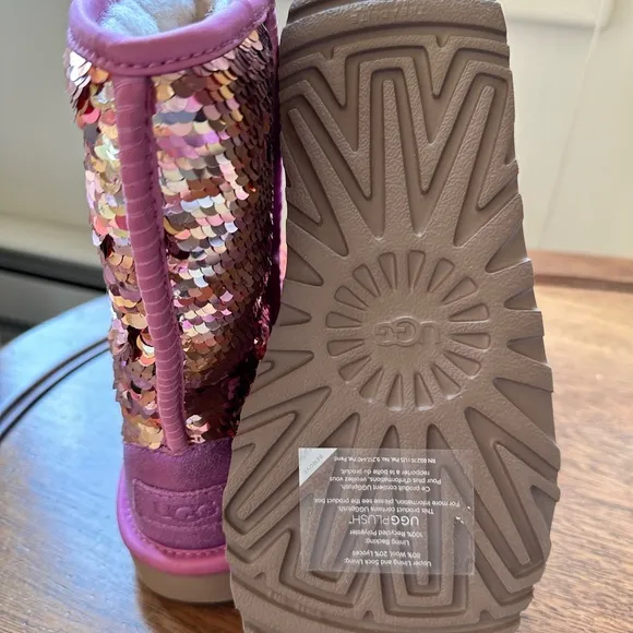 UGG Short Pink Sequin Boots.  NWOT