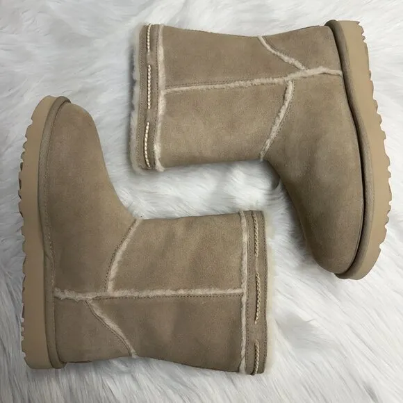 UGG Short Shearling Braid Sanddune Mens Boots 1166752-DUNE NEW Multi Sz