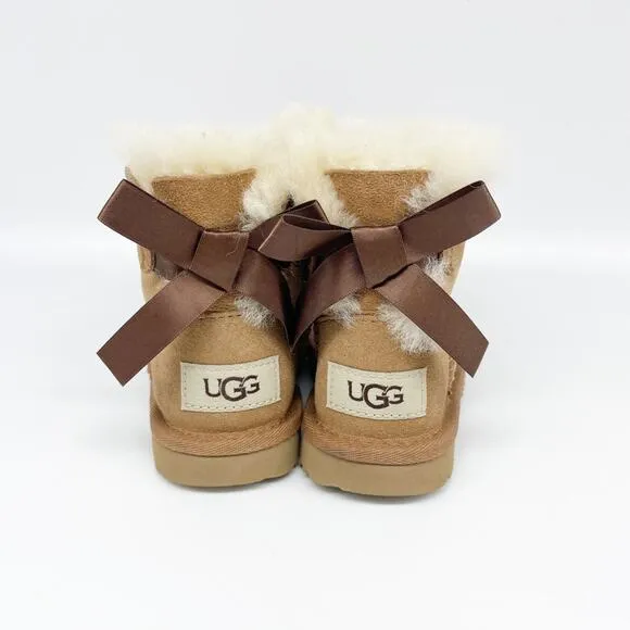 UGG Toddlers' Mini Bailey Bow II Boot Brown Leather Size 7
