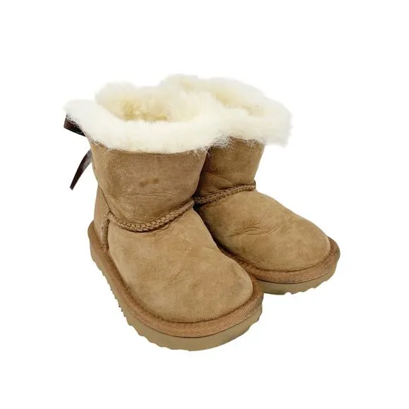 UGG Toddlers' Mini Bailey Bow II Boot Brown Leather Size 7