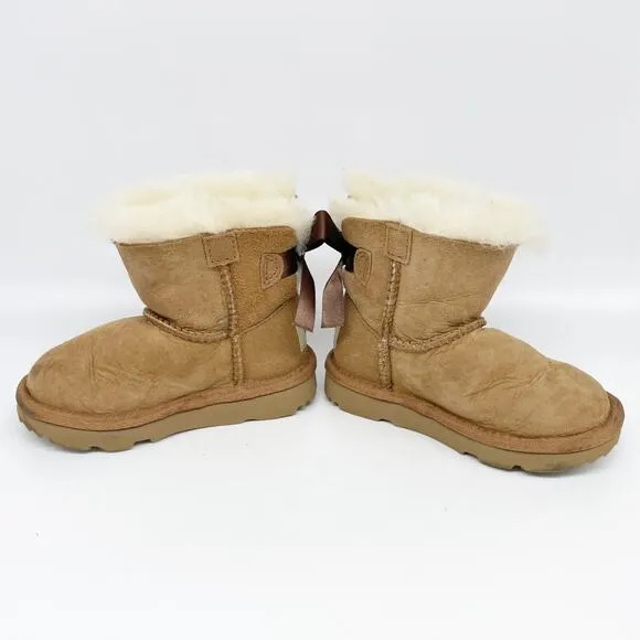 UGG Toddlers' Mini Bailey Bow II Boot Brown Leather Size 7