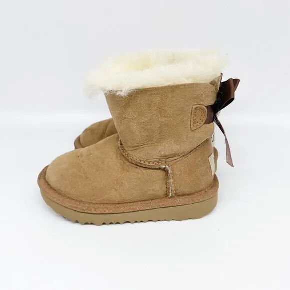 UGG Toddlers' Mini Bailey Bow II Boot Brown Leather Size 7