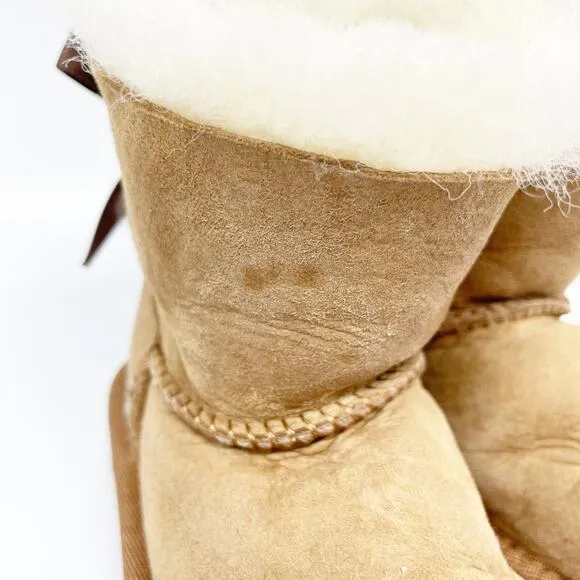 UGG Toddlers' Mini Bailey Bow II Boot Brown Leather Size 7