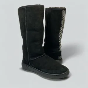 UGG Ultra Tall Winter Boots Women’s Size M8-L9 Black Sheepskin Pure Wool Braided