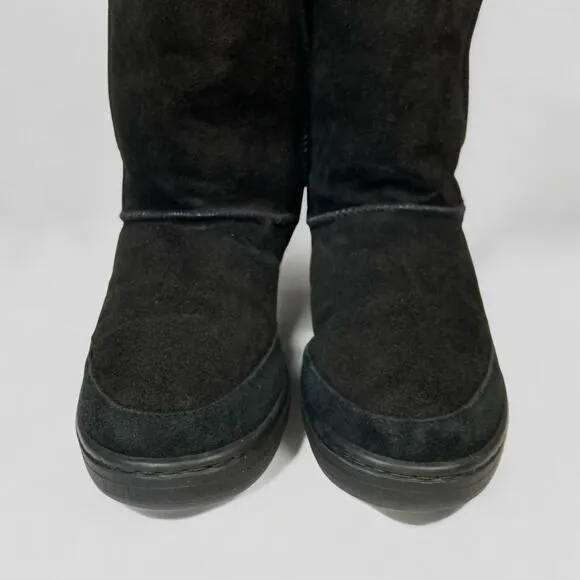 UGG Ultra Tall Winter Boots Women’s Size M8-L9 Black Sheepskin Pure Wool Braided