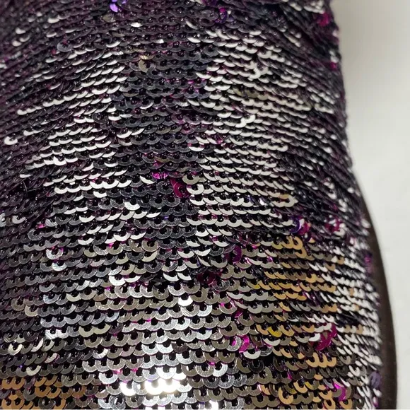 UGG Women Classic Short Sequin Sparkle Boots Silver Pink Reversible Size 7