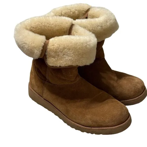 UGG Women's Amie Slim Short Wedge Boots Brown Size 6