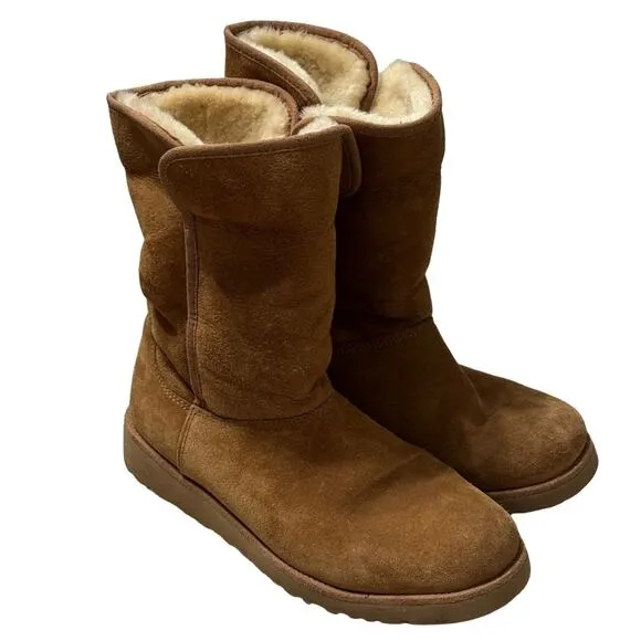 UGG Women's Amie Slim Short Wedge Boots Brown Size 6
