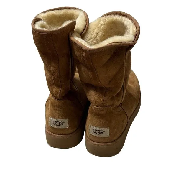 UGG Women's Amie Slim Short Wedge Boots Brown Size 6